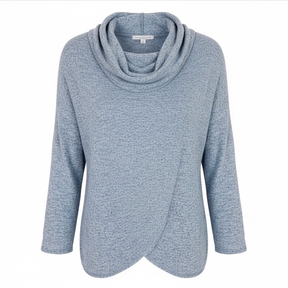 Green Envelope Tops - GREEN ENVELOPE BLUE COWL NECKLINE CROSS FRONT SUPER SOFT SHIRT WOMENS XS